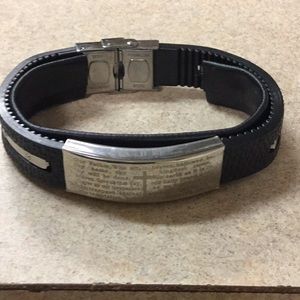 Stainless steel, leather bracelet